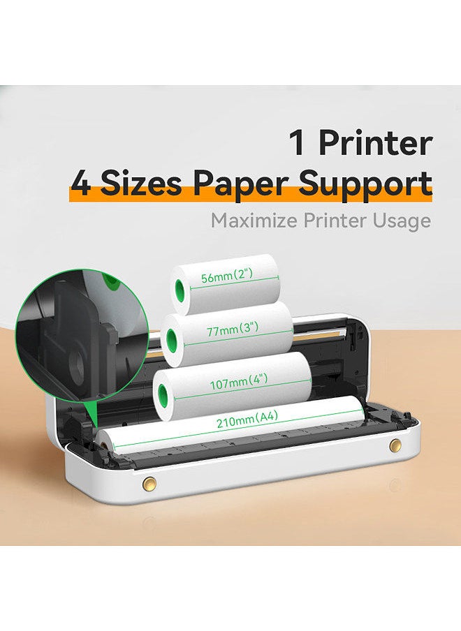 PeriPage - A4 Paper Printer Direct Thermal Transfer Wirless Printer Mobile 210mm Mini Mobile Photo Printer USB BT Connection with 1 Roll Thermal Paper - Image 1