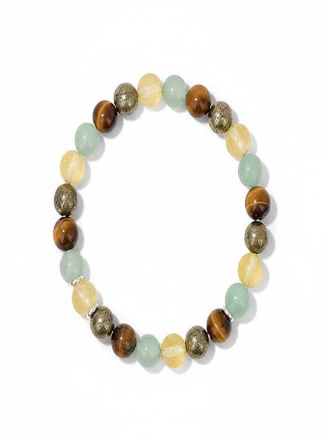 Sukhad Citrine, Green Aventurine & Tiger Eye Bracelet for Men & Women | Natural Healing Crystal Beaded Stretch Bracelet | Wealth, Luck & Success Energy | 8mm Gemstone Jewelry - Image 1