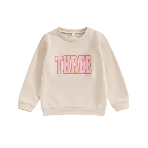 Lamuusaa Toddler Baby Girl Boy Birthday Outfit One/Two/Three/Four/Five/Six Embroidery Sweatshirt Shirts Birthday Gift - Image 1