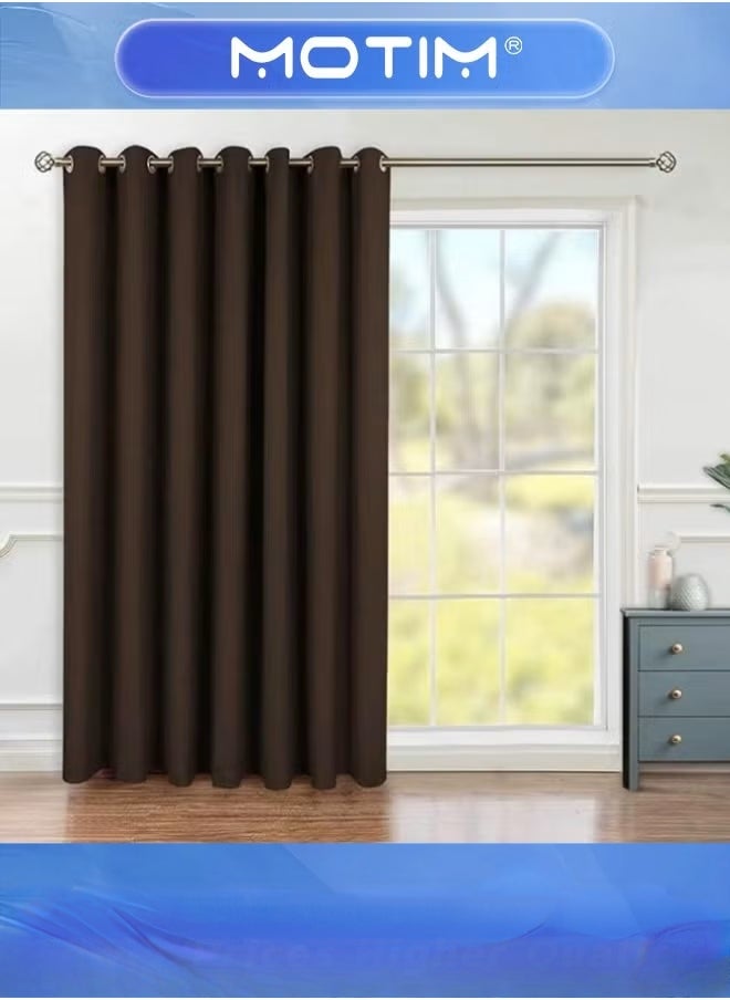 Motim Patio Door Curtains 2PCS Extra Wide Grommet Curtain Panel Thermal Blackout Curtains Room Divider Sliding Glass Door Drapes Sliding Door Curtains for Living Room Brown 200x270cm  - Image 1