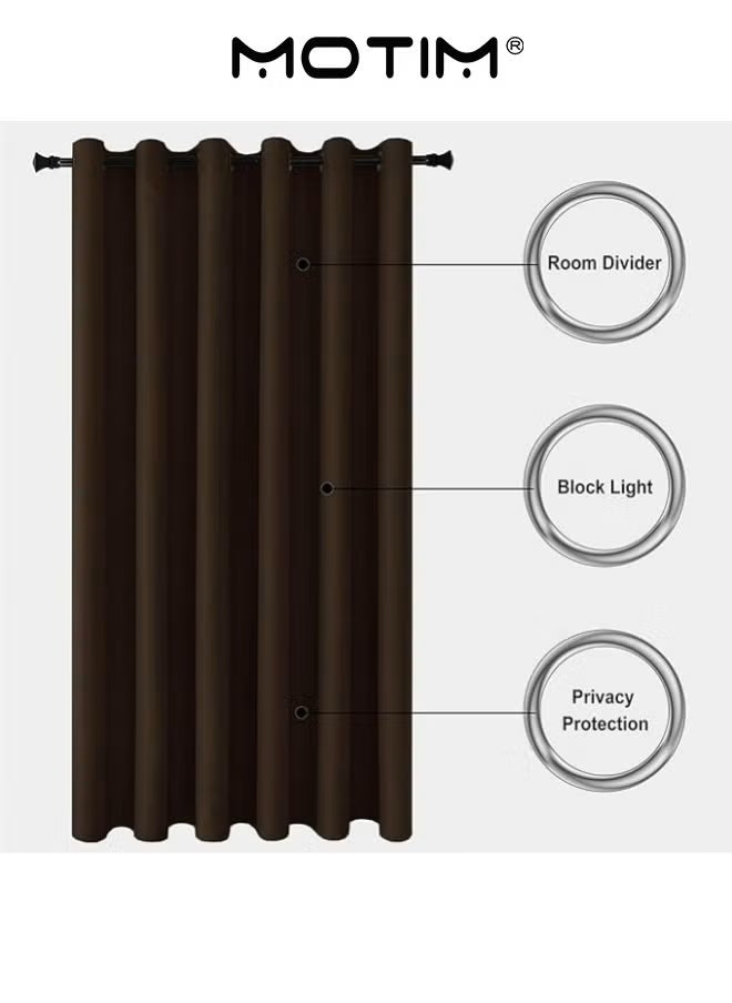 Motim Patio Door Curtains 2PCS Extra Wide Grommet Curtain Panel Thermal Blackout Curtains Room Divider Sliding Glass Door Drapes Sliding Door Curtains for Living Room Brown 200x270cm  - Image 2