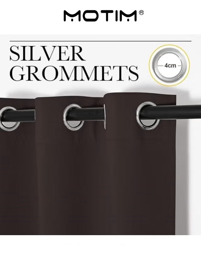 Motim Patio Door Curtains 2PCS Extra Wide Grommet Curtain Panel Thermal Blackout Curtains Room Divider Sliding Glass Door Drapes Sliding Door Curtains for Living Room Brown 200x270cm  - Image 3