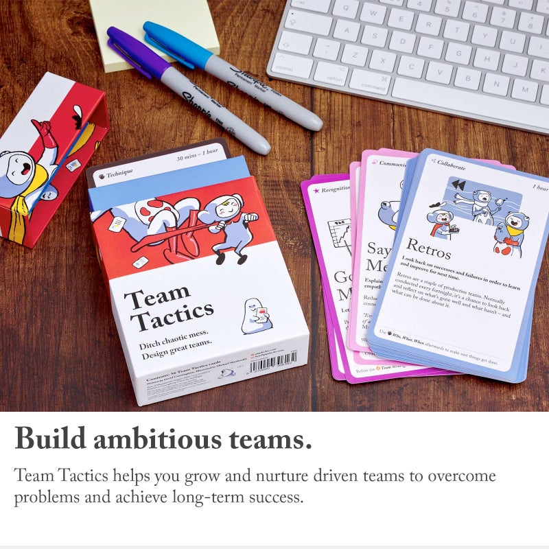 Pip Decks Team Tactics Card Deck, Business Tool to Improve Your Leadership Strategy and Business Management for Building Good Teams in The Workplace, 54 Cards in a Case
