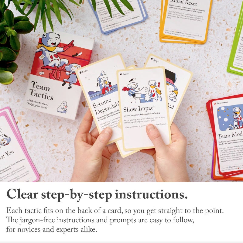 Pip Decks Team Tactics Card Deck, Business Tool to Improve Your Leadership Strategy and Business Management for Building Good Teams in The Workplace, 54 Cards in a Case