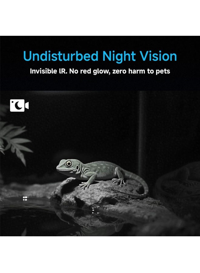 L&E 2K HD Aquarium & Terrarium WiFi Pet Camera,140° Wide-Angle Anti-Glare & Anti-Reflection,Night Vision for Fish & Reptiles,Two-Way Audio,Easy & Quick Install,AI-Powered Detection,24/7 Recording - Image 3
