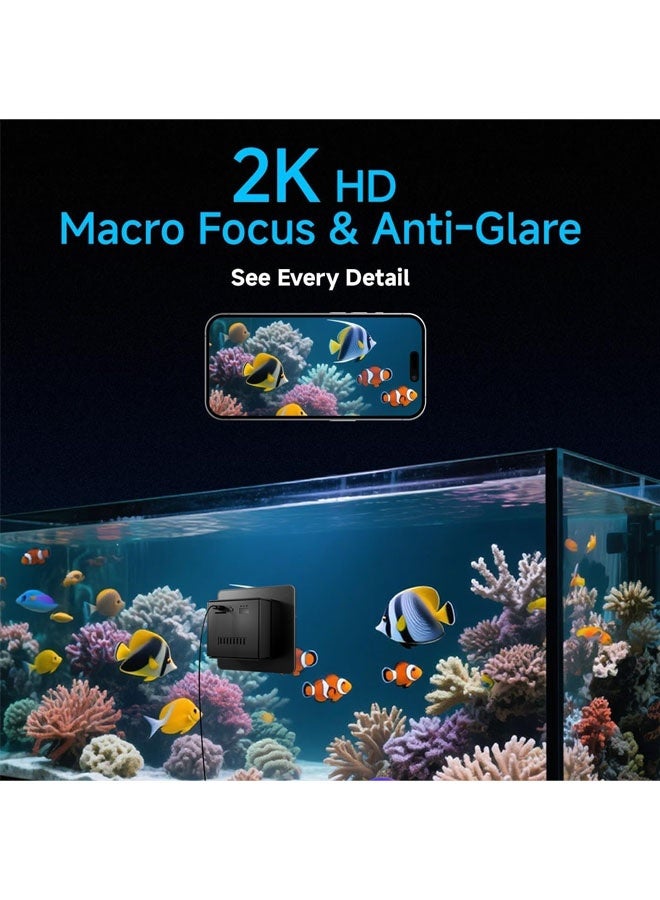 L&E 2K HD Aquarium & Terrarium WiFi Pet Camera,140° Wide-Angle Anti-Glare & Anti-Reflection,Night Vision for Fish & Reptiles,Two-Way Audio,Easy & Quick Install,AI-Powered Detection,24/7 Recording - Image 2