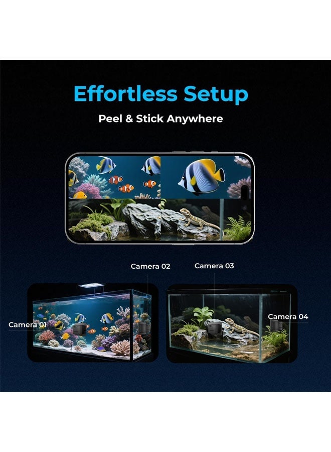L&E 2K HD Aquarium & Terrarium WiFi Pet Camera,140° Wide-Angle Anti-Glare & Anti-Reflection,Night Vision for Fish & Reptiles,Two-Way Audio,Easy & Quick Install,AI-Powered Detection,24/7 Recording - Image 5