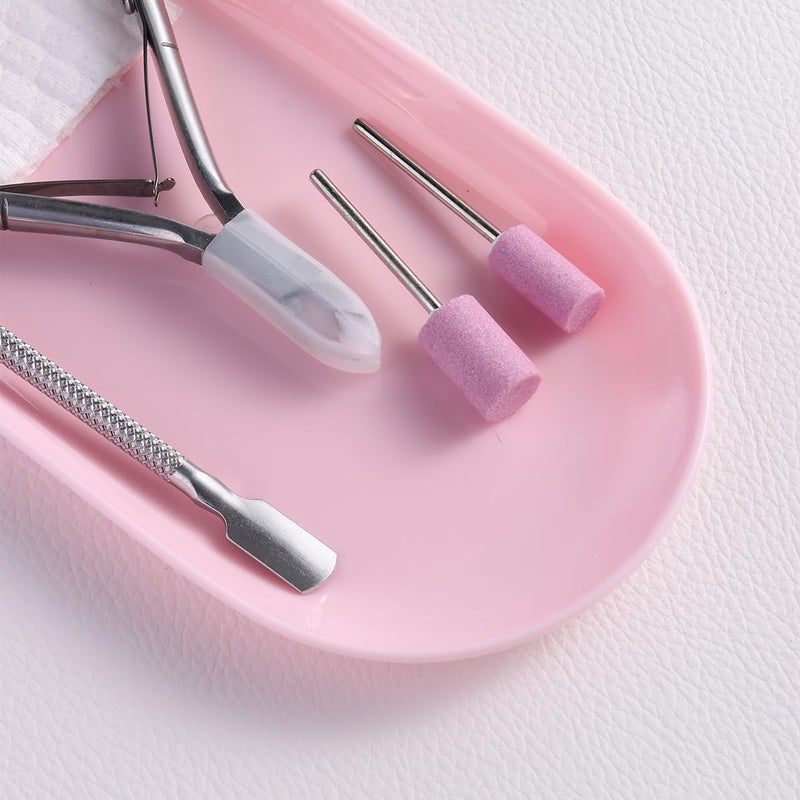 FSpronail 3Pcs Manicure Tools Storage Tray, Oval Plastic Storage Dish Nail Art Accessory Display Trays, Jewelry Rhinestone Organizer Plate, Makeup Cosmetic Nail Decorations Storages Plateï¼ˆPinkï¼‰ - Image 5