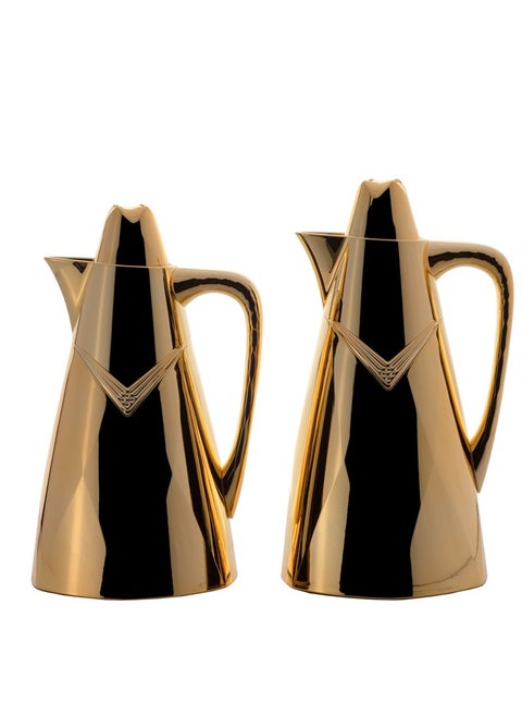 2-piece thermos set, gold color, 1 liter and 1.3 liter sizes