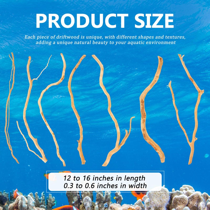Solsew 250g Natural Driftwood for Aquarium 12''-16'' Reptile Branches Terrarium Wood Long Driftwood for Aquarium Assorted Shapes Natural Decor - Image 2