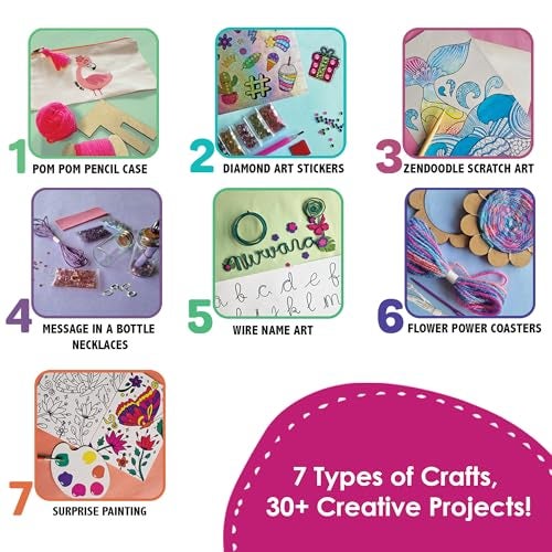CHALK AND CHUCKLES Chalk & Chuckles 7 Days of Art & Craft Kit for Kids Age 9+, 30 DIY Creative Activities-Diamond Art Stickers, Painting, Scratch Art, Birthday Gifts for Boys & Girls, Teens, 10, 11, 12-15 Years - Image 3