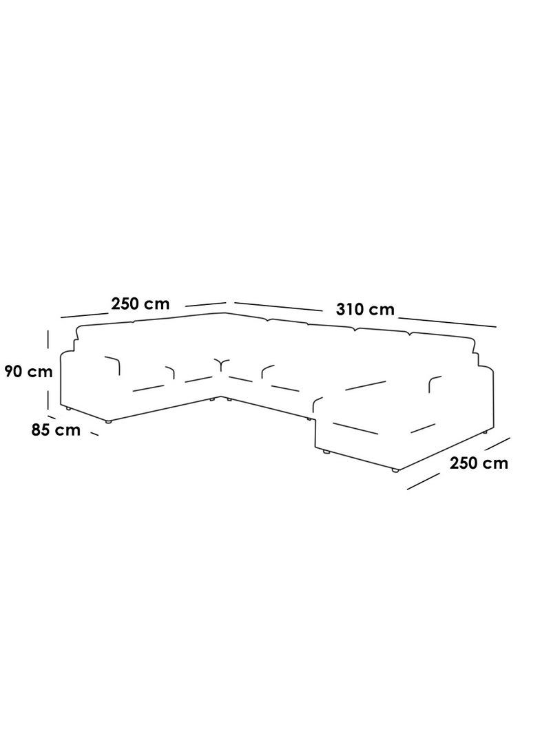 Betak Swedish Wood and Velvet U-Shape Sofa - Beige - Image 2