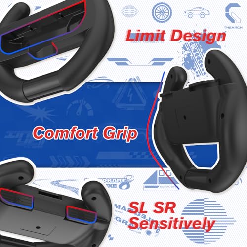 pdobq Steering Wheel for Mario Kart Nintendo Switch, Switch Racing Steering Wheel for Mario Kart 8 Deluxe Compatible Nintendo Switch/Switch OLED, Switch Joy Con Controller Race Accessories (Upgrade 4 Pack) - Image 3