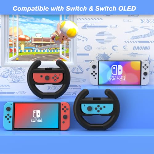 pdobq Steering Wheel for Mario Kart Nintendo Switch, Switch Racing Steering Wheel for Mario Kart 8 Deluxe Compatible Nintendo Switch/Switch OLED, Switch Joy Con Controller Race Accessories (Upgrade 4 Pack) - Image 5