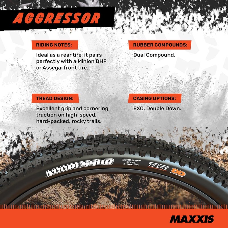 Maxxis إطار ماكسيس أجرسور ذو مركب مزدوج بدون أنبوب - 27.5 × 2.30 بوصة - Image 3