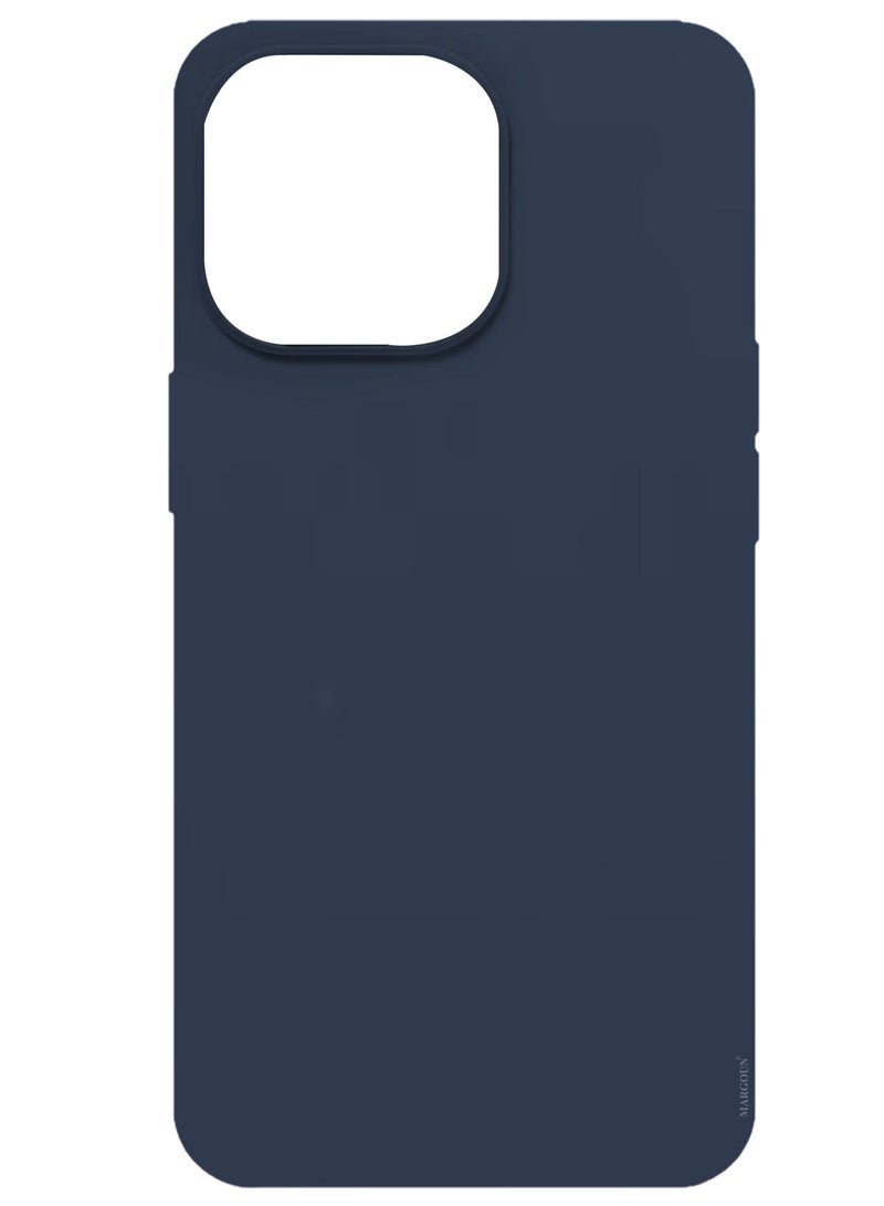 Silicone Case Cover for Apple iPhone 15 Plus, Slim Protective Cover with Microfiber Lining, Drop Protection - Dark Blue - Image 1