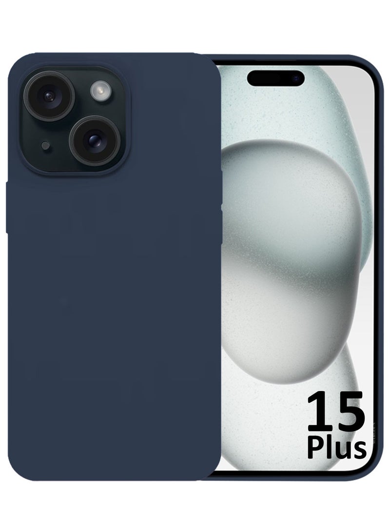 Silicone Case Cover for Apple iPhone 15 Plus, Slim Protective Cover with Microfiber Lining, Drop Protection - Dark Blue - Image 2