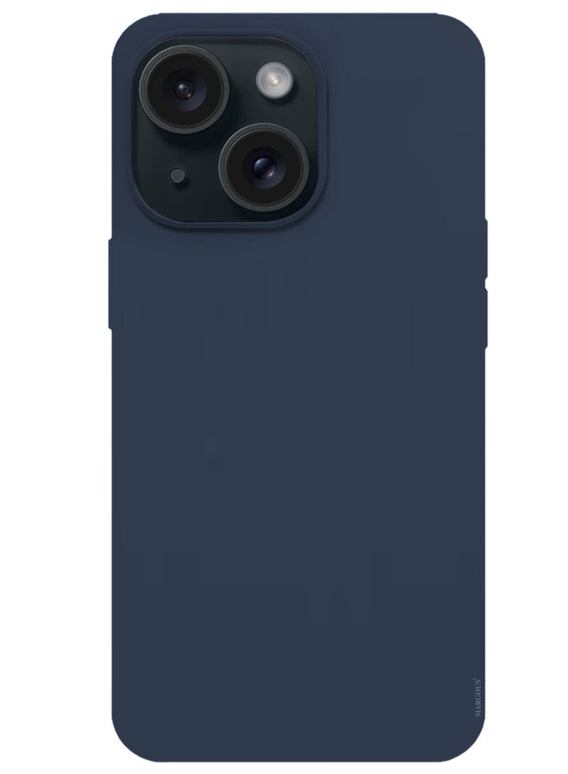 Silicone Case Cover for Apple iPhone 15 Plus, Slim Protective Cover with Microfiber Lining, Drop Protection - Dark Blue - Image 4