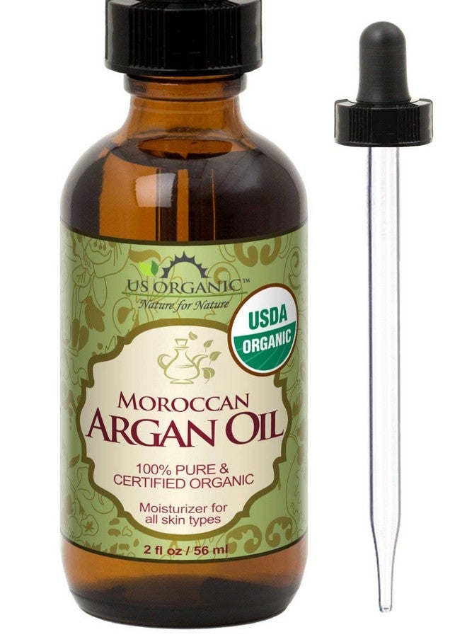 US Organic Moroccan Argan Oil, USDA Certified Organic,100% Pure & Natural, Cold Pressed Virgin, Unrefined, 2 Oz in Amber Glass Bottle, for Hair treatment, Skin, Nail, Cuticle, Sourced from Morocco. - Image 1