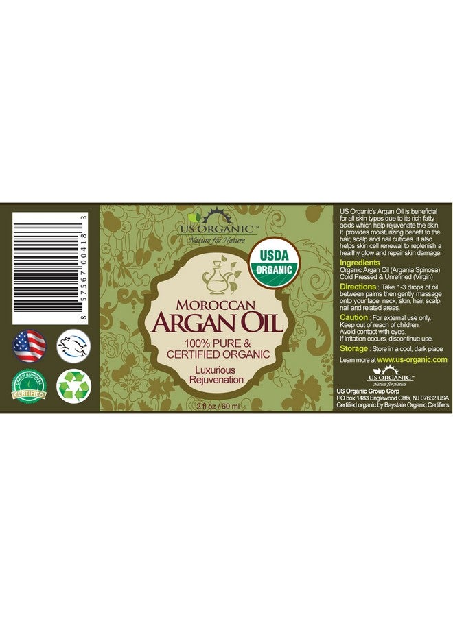 US Organic Moroccan Argan Oil, USDA Certified Organic,100% Pure & Natural, Cold Pressed Virgin, Unrefined, 2 Oz in Amber Glass Bottle, for Hair treatment, Skin, Nail, Cuticle, Sourced from Morocco. - Image 2
