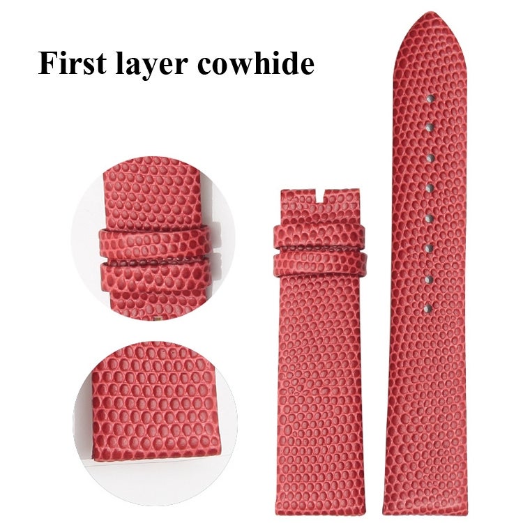 إيروريكس سوار ساعة من جلد العجل بنمط سحلية، المقاس: عرض الحزام 18 مم (مشبك دبوس أسود فضي) - Image 3