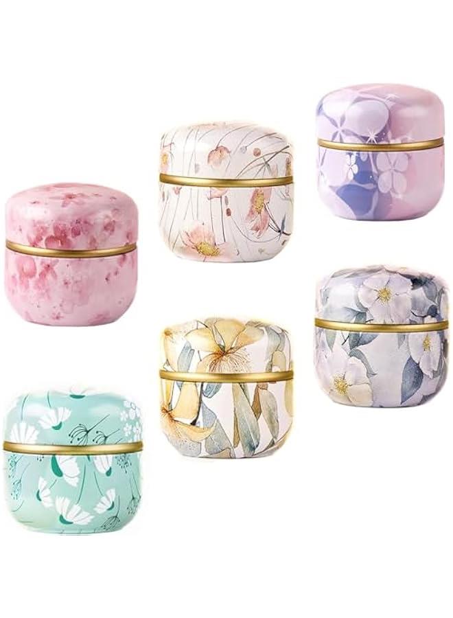 HOOKOR 6 Pcs Tea Storage Containers Tea Tins, Coffee Tins Food Storage Container for Tea Coffee Herb Candy Chocolate Sugar Spices Tea Coffee Sugar Candy Spices  Gift - Image 1