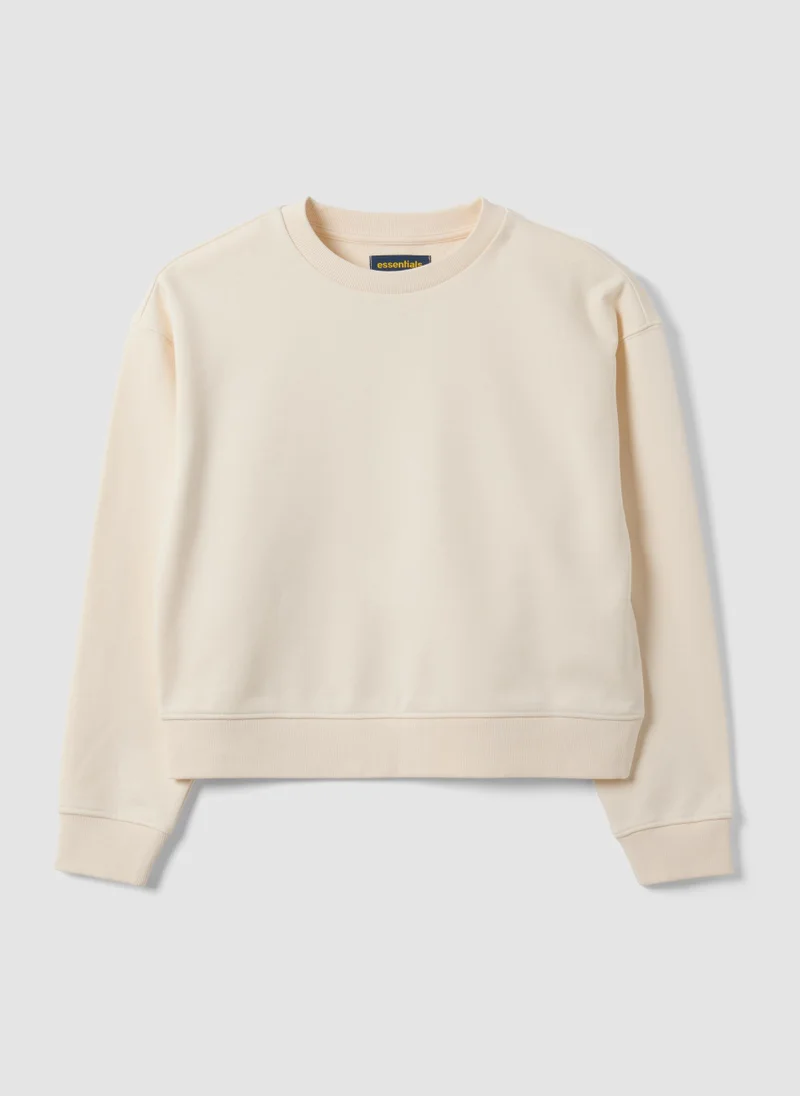 Ovs OVS White Cotton-Blend Crew-Neck Sweatshirt, Regular Fit