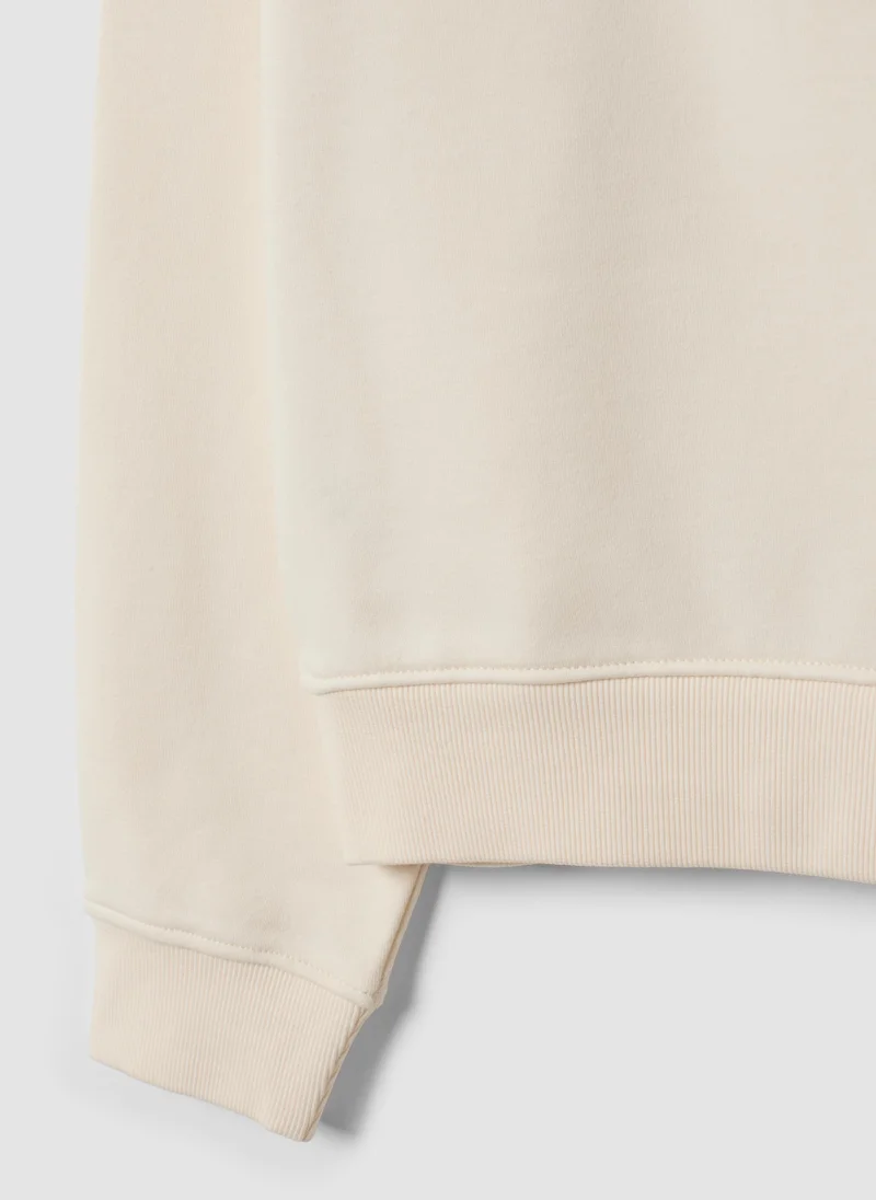 Ovs OVS White Cotton-Blend Crew-Neck Sweatshirt, Regular Fit