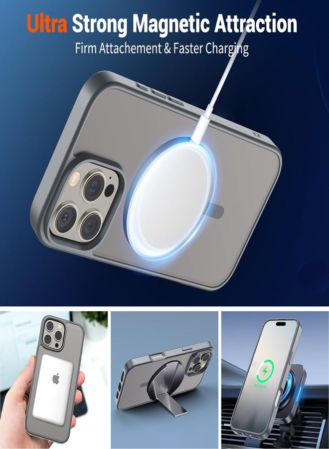 SUPFINE Magnetic for iPhone 16 Pro Case (Compatible with MagSafe) (Military Grade Drop Protection) Slim Translucent Matte Shockproof with Anti-Fingerprint Phone Case,Gray - Image 5