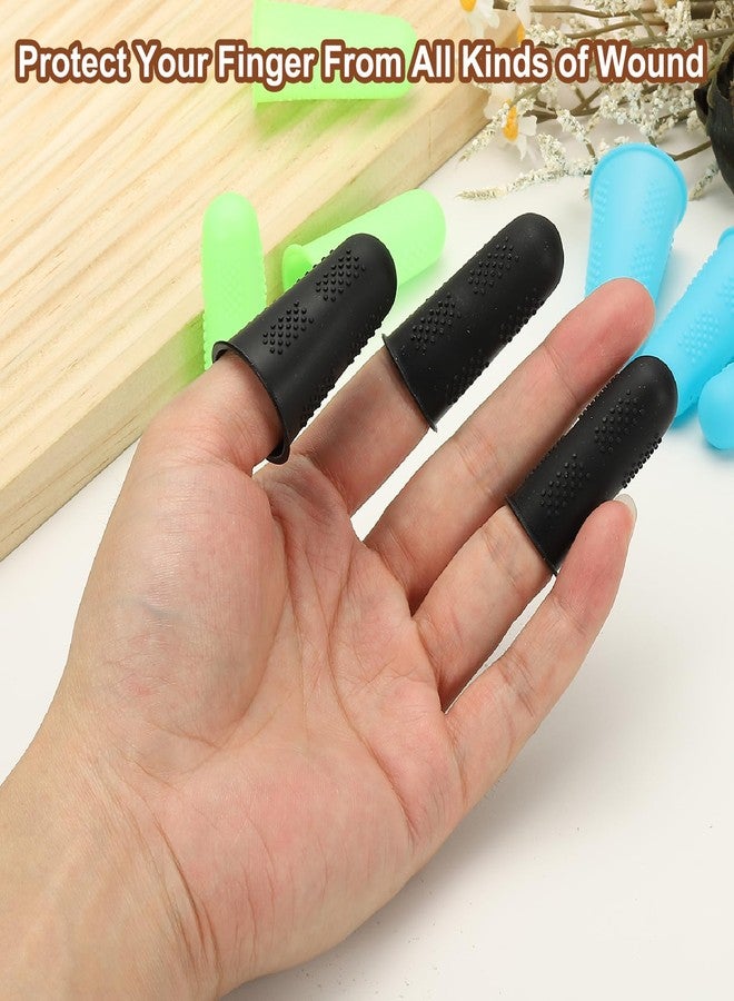 PATIKIL Finger Covers Cots, Black Silicone Finger Tips Protectors Gloves Anti-Slip Fingertip Caps Reusable for Sewing Gardening Dry Skin Finger Cracking, L, 20 Pcs - Image 4