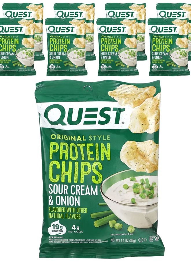 QUEST NUTRITION - Original Style Protein Chips Sour Cream & Onion 8 Bags 1.1 oz (32 g) Each - Image 1
