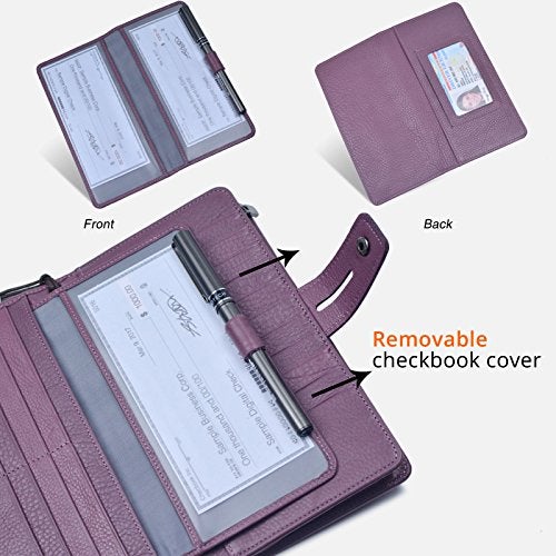 Bveyzi Women's Big Fat Rfid Leather Wristlet Wallet Organizer Large Phone Checkbook Holder with Zipper Pocket (Purple) - Image 5