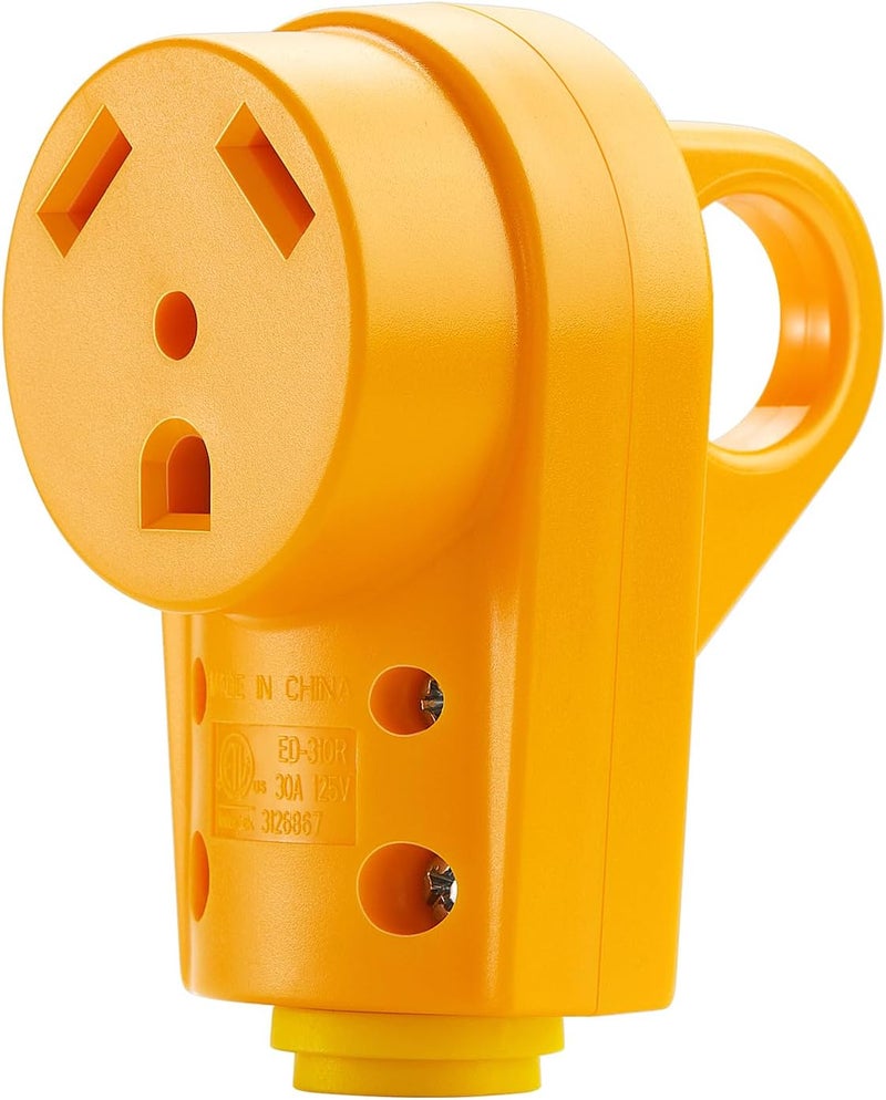 Kohree 30 Amp RV Plug Female, RV Receptacle Heavy Duty Replacement 125/250V, NEMA TT-30R Plug with Ergonomic Grip Handle for RV Camper Caravan Motorhome Van Trailer - Image 1
