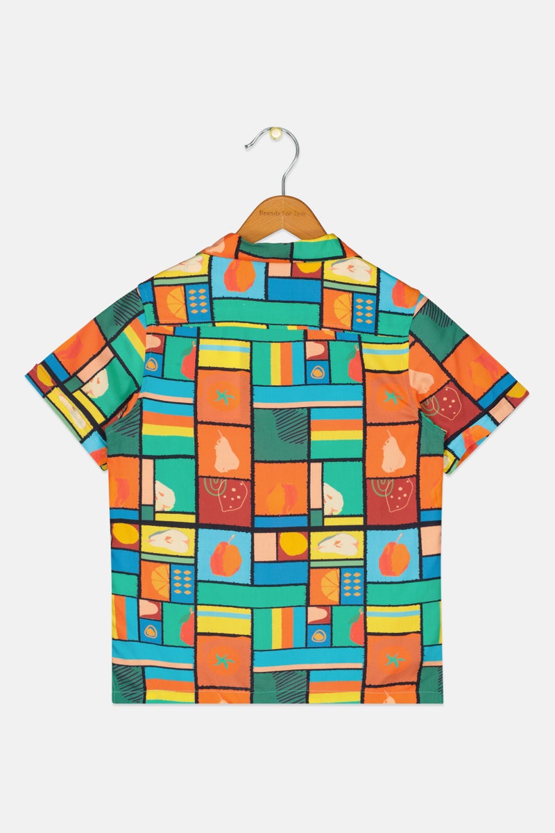JACK & JONES Kids Boy Graphic Print Short Sleeve Casual Shirt, Multicolor - Image 2