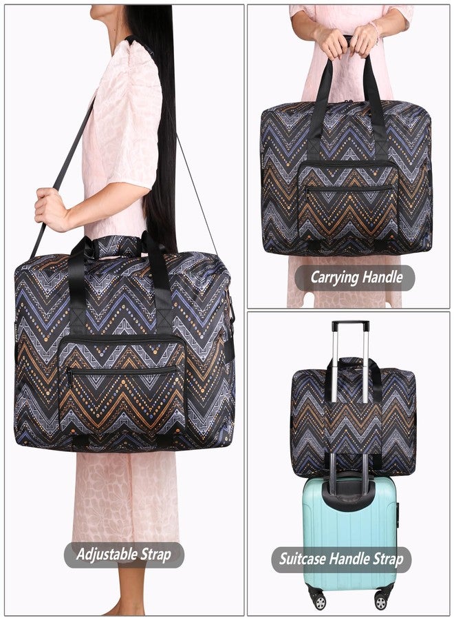 F.FETIVIN Weekender Bag Carry On Bag Travel Duffle Bag Medium Overnight Bag for Women and Girls, 11-Wavy Stripes, Travel Duffel Bag - Image 4
