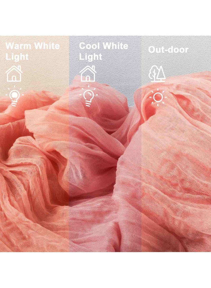Aideli Wrinkled Gauze Table Runner 90×400cm, Soft Sheer Cheesecloth for Wedding Bridal Shower Birthday Baby Shower Centerpiece Table Decor – Coral Peach - Image 3