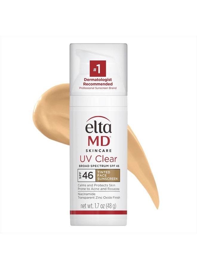EltaMD UV Clear Tinted Face Sunscreen, Oil Free Tinted Sunscreen with Zinc Oxide, Dermatologist Recommended Sunscreen, 1.7 oz Pump  - Image 1