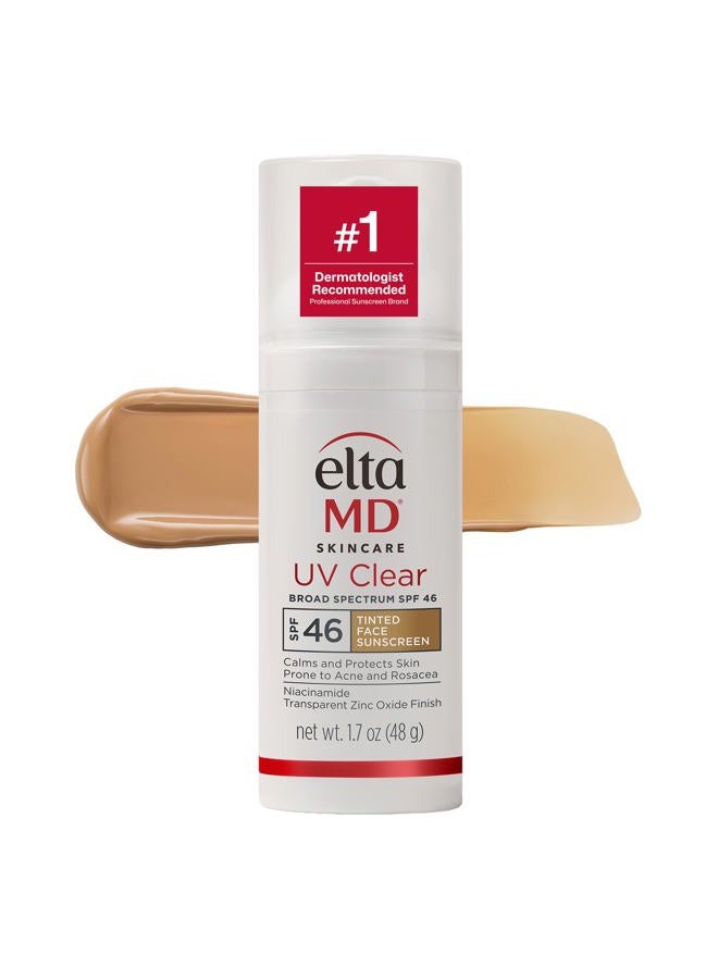 EltaMD UV Clear Tinted Sunscreen for Face, SPF 46 with Zinc Oxide, Oil-Free, Dermatologist Recommended, For Acne-Prone Sensitive Skin, 1.7 oz - Image 1