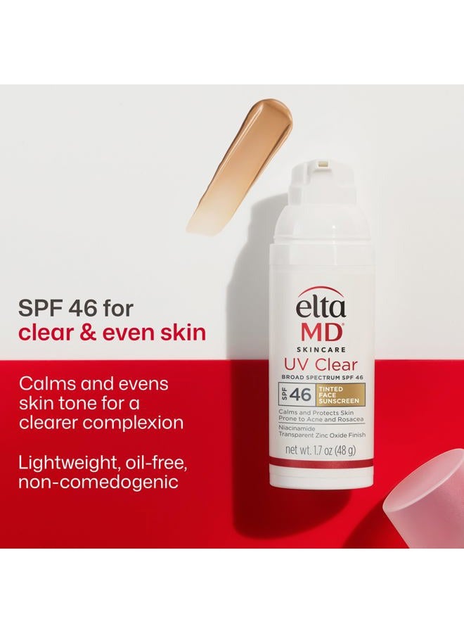 EltaMD UV Clear Tinted Sunscreen for Face, SPF 46 with Zinc Oxide, Oil-Free, Dermatologist Recommended, For Acne-Prone Sensitive Skin, 1.7 oz - Image 2