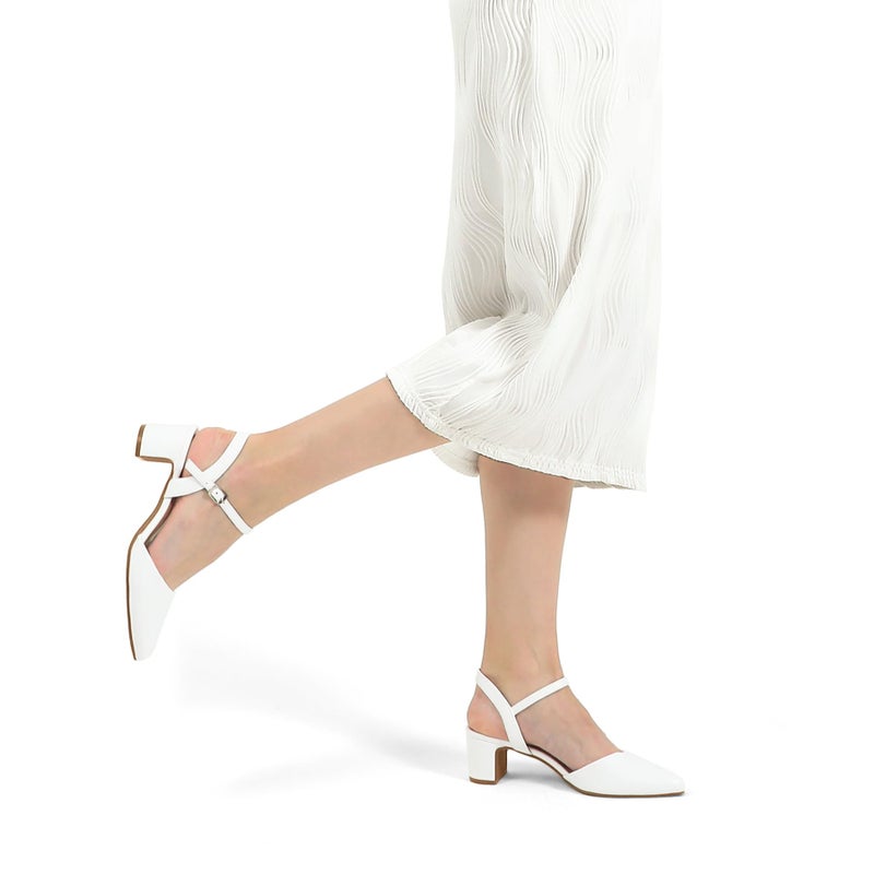 mysoft Women's Pumps 2 Inch Chunky Block Heel Pointed Toe Ankle Strap Slingback Wedding Party Dress Shoes - Image 3