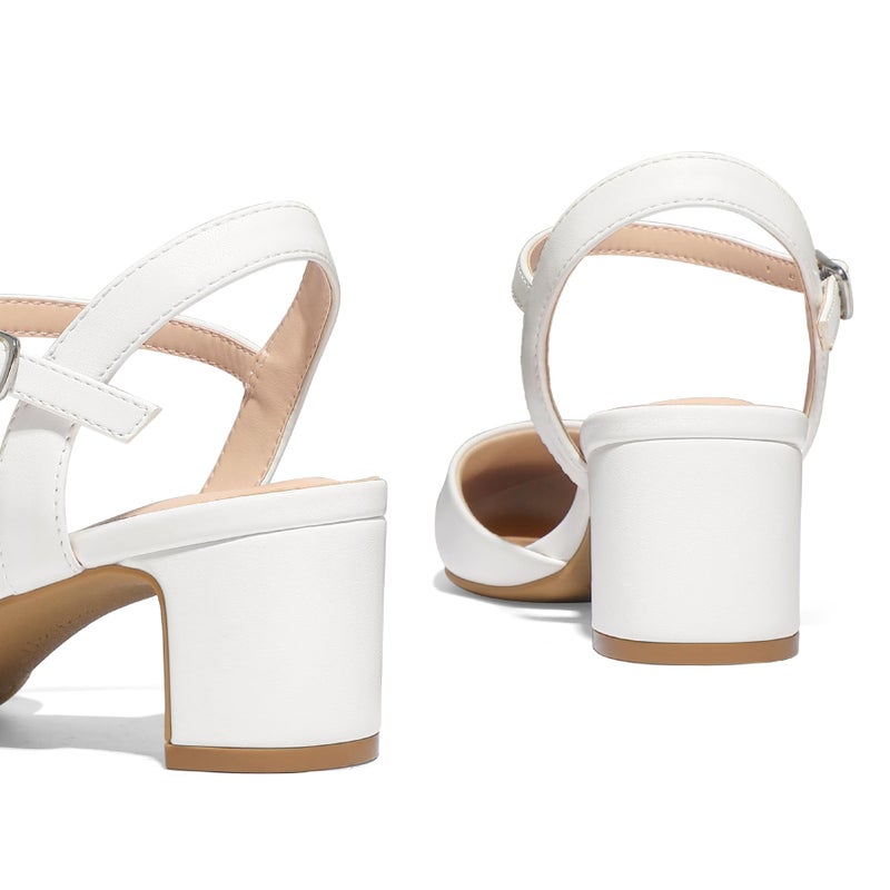 mysoft Women's Pumps 2 Inch Chunky Block Heel Pointed Toe Ankle Strap Slingback Wedding Party Dress Shoes - Image 5