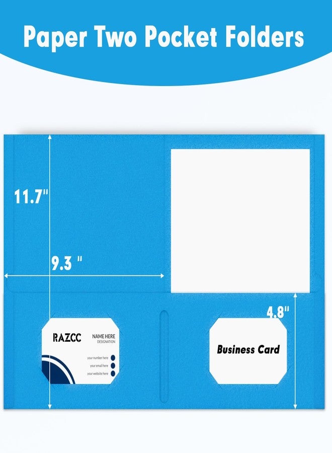 RAZCC Two Pocket Folders, 50 Pack 2Pocket Folders Fit Letter Size Paper, Paper Folders with Pockets for School Office Business Home, Blue - Image 2