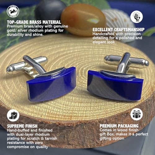Peluche Saga Blue Cufflinks for Men - Image 5