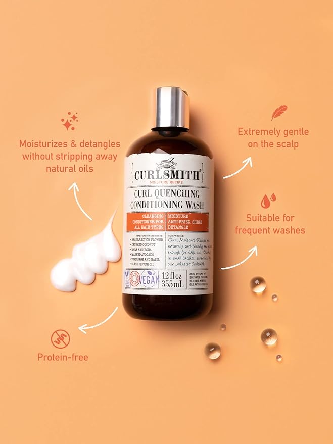 Curlsmith Curl Quenching Conditioning Wash Vegan Cowash 2 in 1 Conditioner and Shampoo for Wavy Curly and Coily Hair 355ml - Image 2