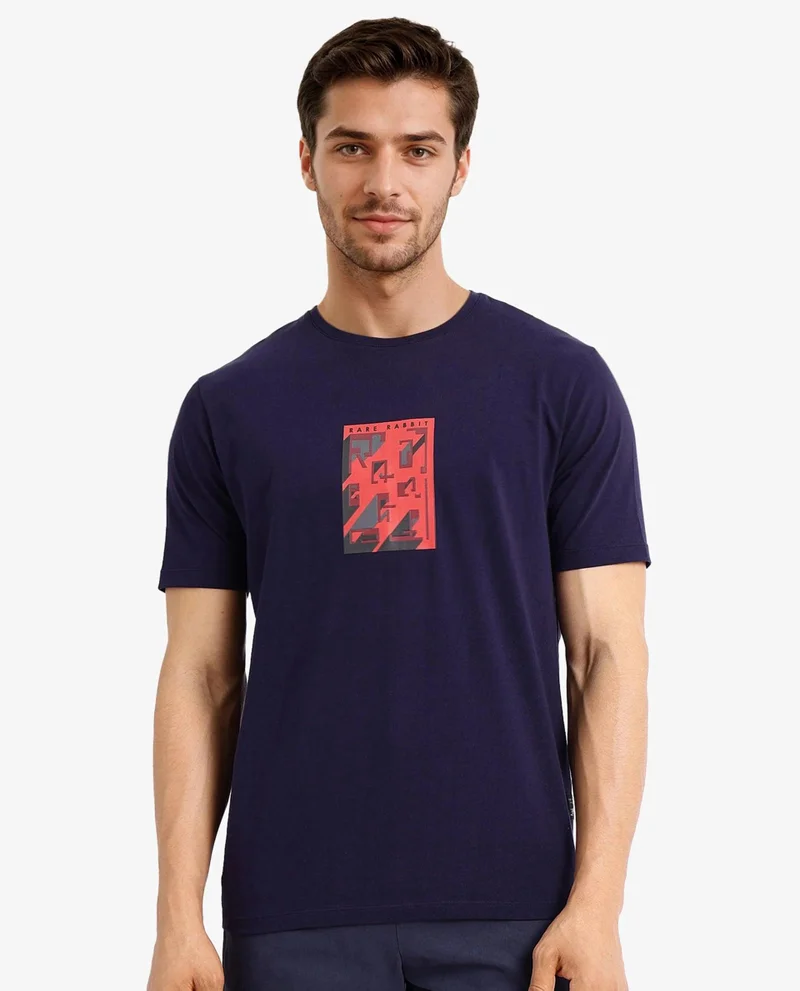 Rare Rabbit Men's Graphic Chest Print T-Shirt