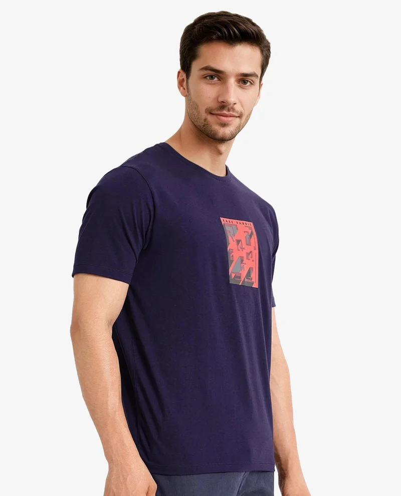 Rare Rabbit Men's Graphic Chest Print T-Shirt