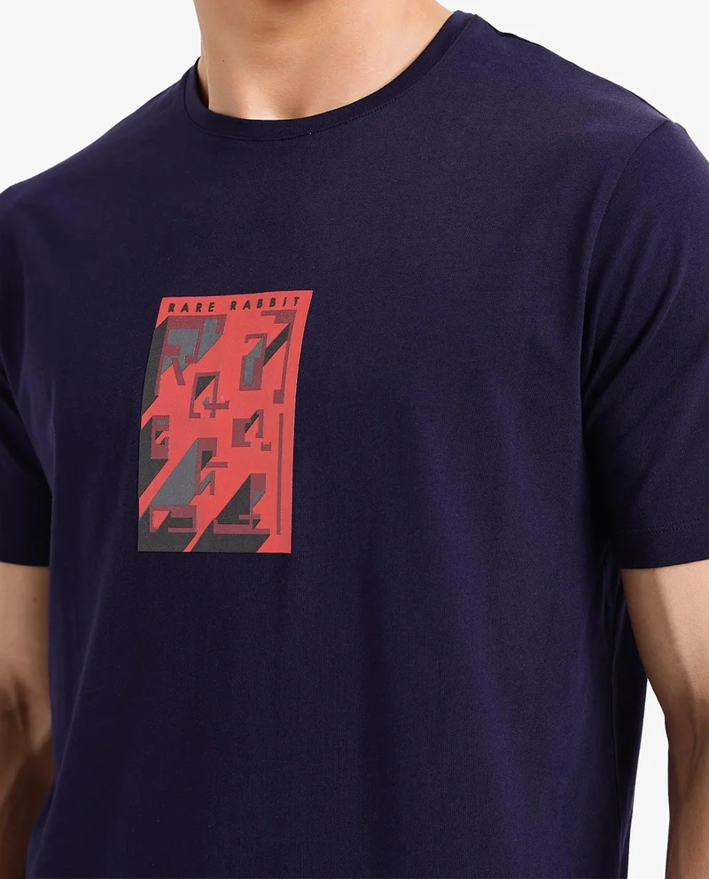 Rare Rabbit Men's Graphic Chest Print T-Shirt