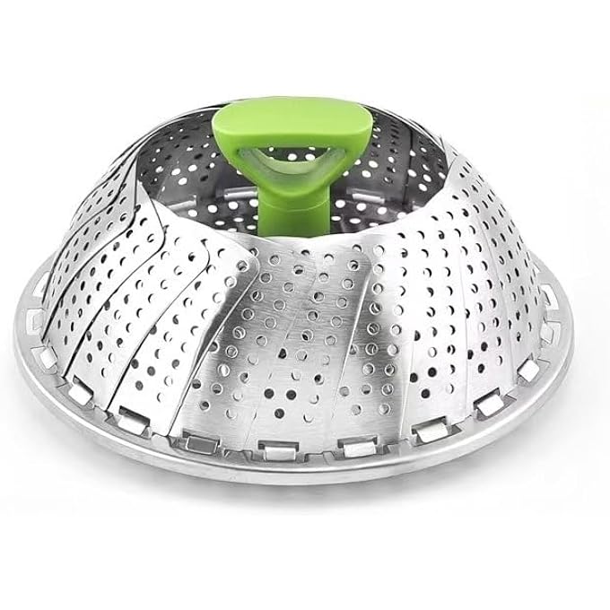 سلة طهي خضراوات بالبخار قابلة للطي من الفولاذ المقاوم للصدأ، 28 سم، (طول) - Image 2