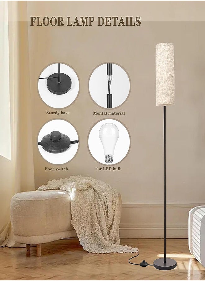 DMG TECH Floor Lamp 3 Color Temperature Modern LED Standing Lamp Linen Lampshade Elegant High Light Stepless Dimming Floor Lamp  - Image 2