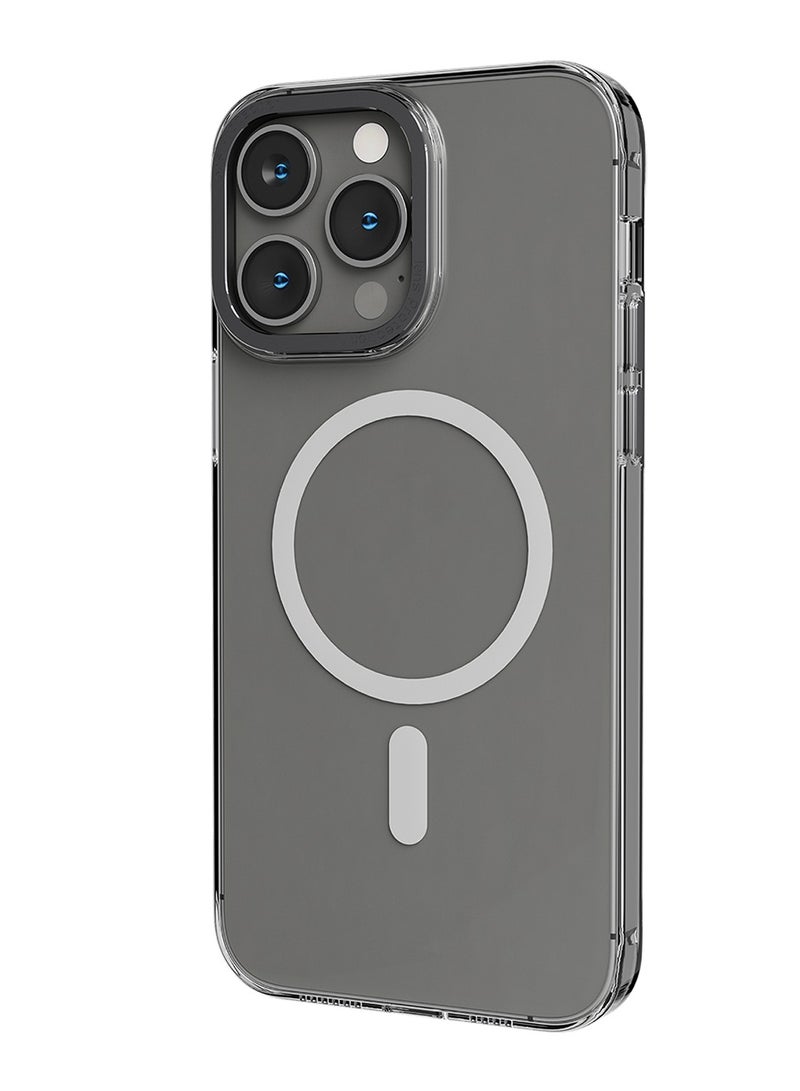 ليفيلو جراب خلفي شفاف MagSafe Sensa لهاتف iPhone 14 Pro / متوافق مع MagSafe / حلقة معدنية لحماية الكاميرا - شفاف/رمادي - Image 1